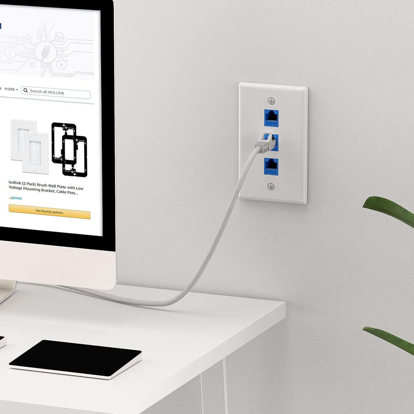 Placa de Pared Ethernet Iwillink 3 Puertos Cat6 RJ45 Azul