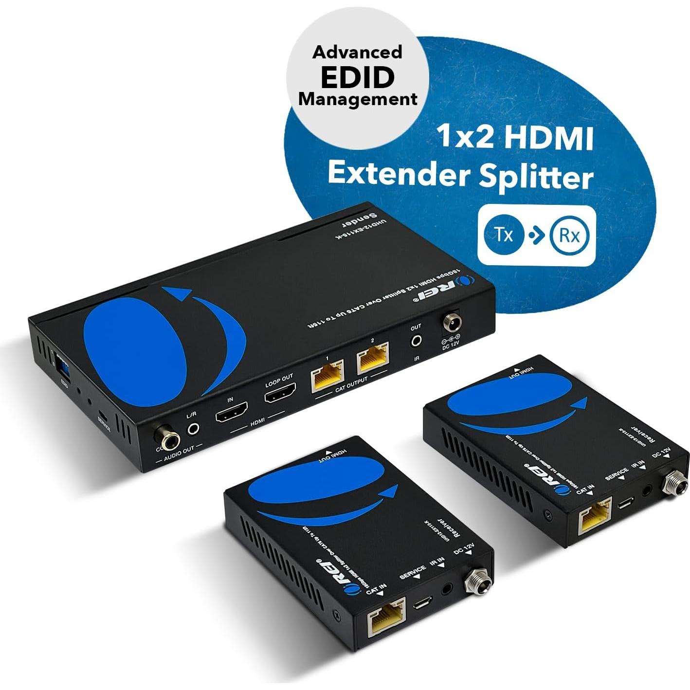 Extensor Divisor HDMI 1x2 OREI UHD12-EX115-K 4K 35m