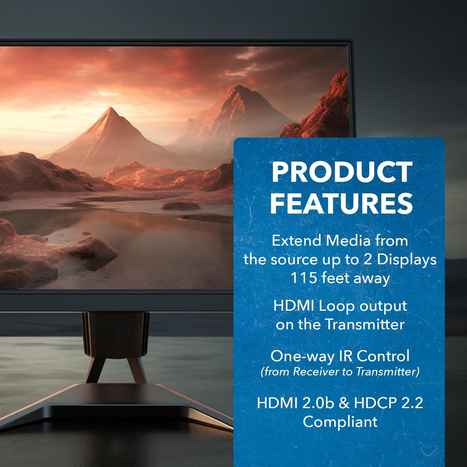 Extensor Divisor HDMI 1x2 OREI UHD12-EX115-K 4K 35m