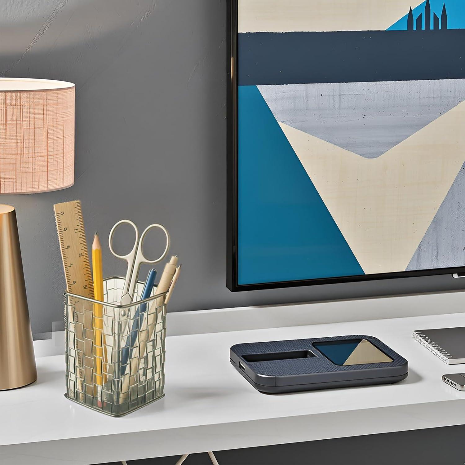 Soporte de bolígrafos acrílico Qomamount 7.6x7.6x10.4 cm