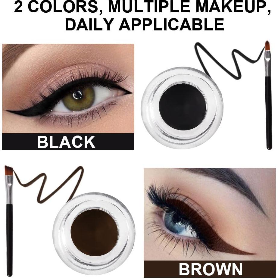 Delineador de Gel Impermeable 2 en 1 evpct Negro y Marrón