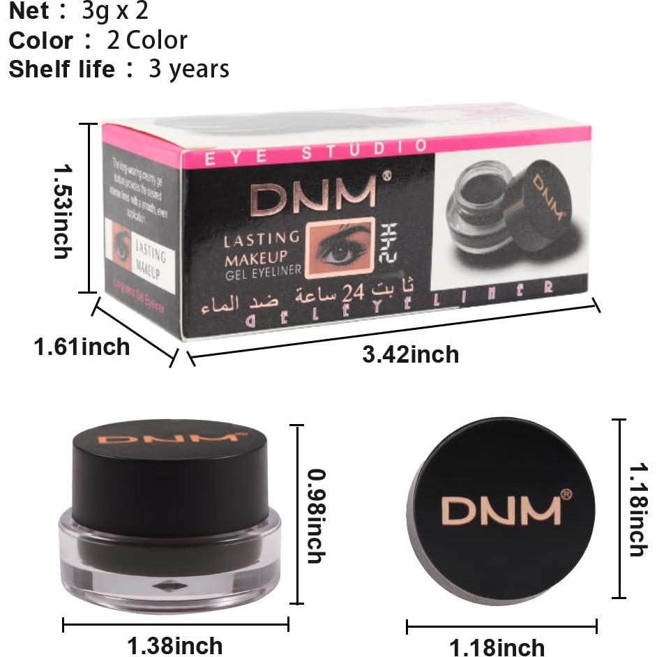 Delineador de Gel Impermeable 2 en 1 evpct Negro y Marrón