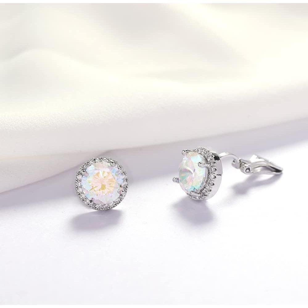 Aretes de Clip Redondos YOQUCOL 10MM Cristal de Circonio