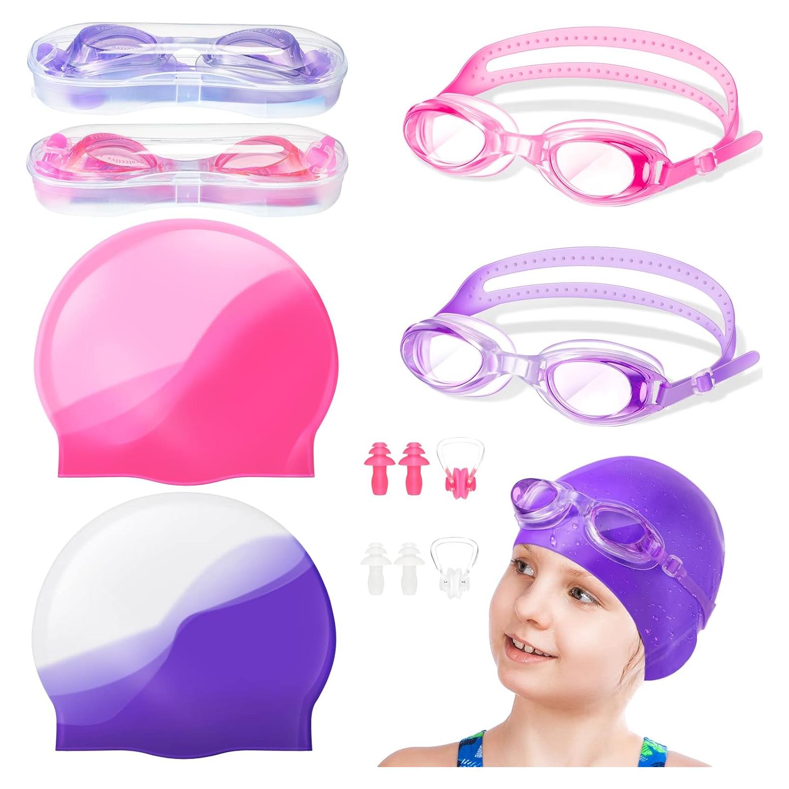 Gorras de Natación Silicona Zhanmai 8 Piezas Niñas Unicornio