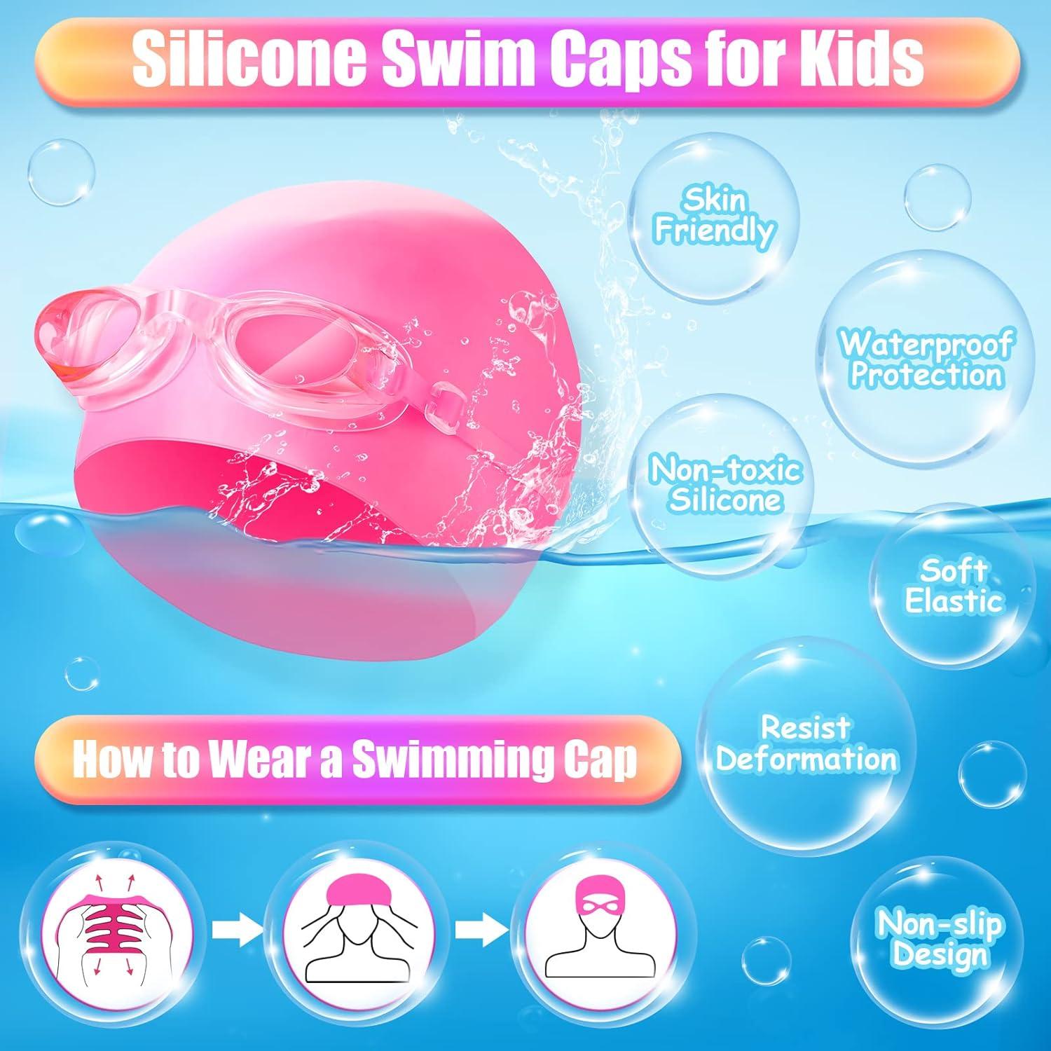 Gorras de Natación Silicona Zhanmai 8 Piezas Niñas Unicornio