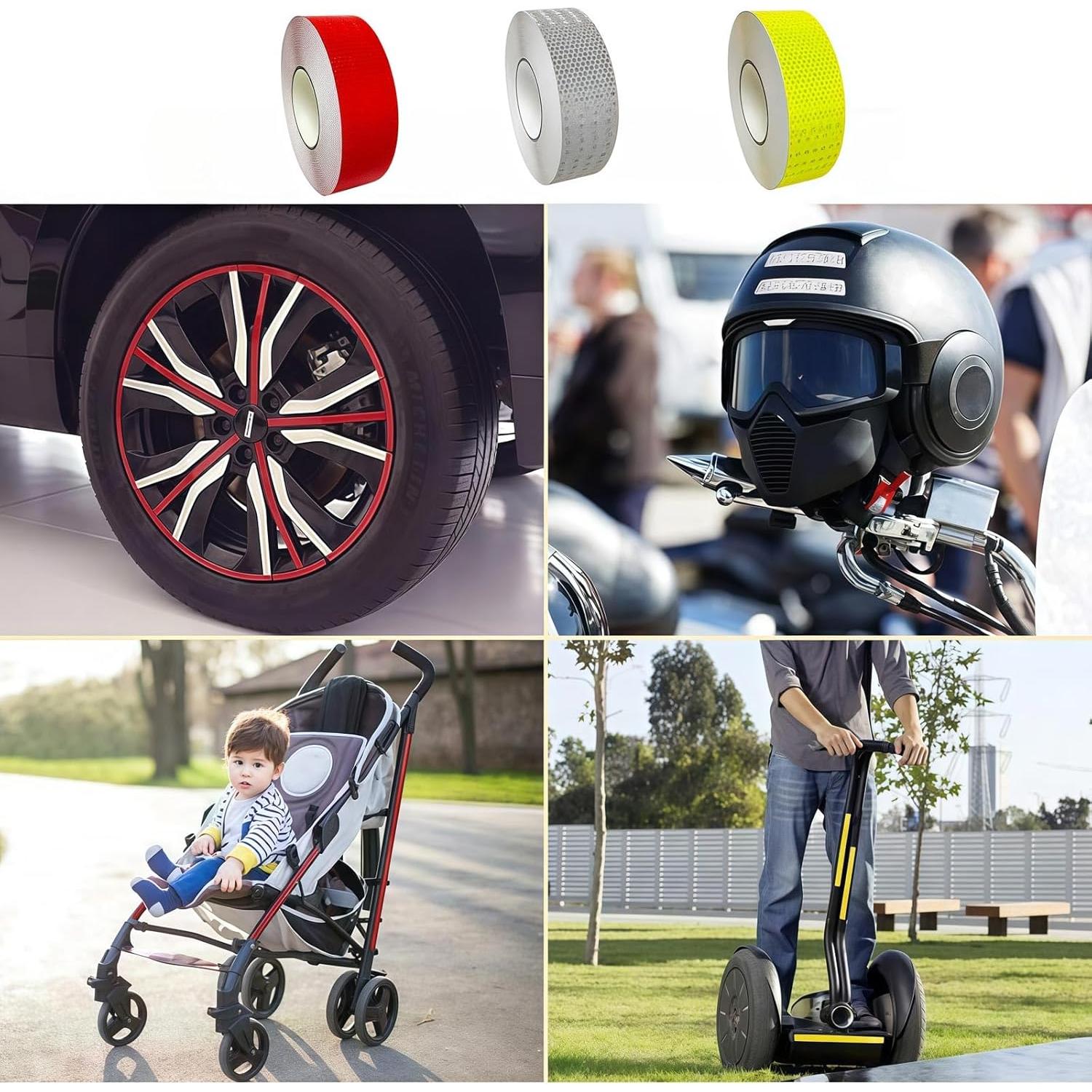 3 Rollos de Cinta Reflectante WENFUMUSIC 2.54cm x 9m Alta Visibilidad