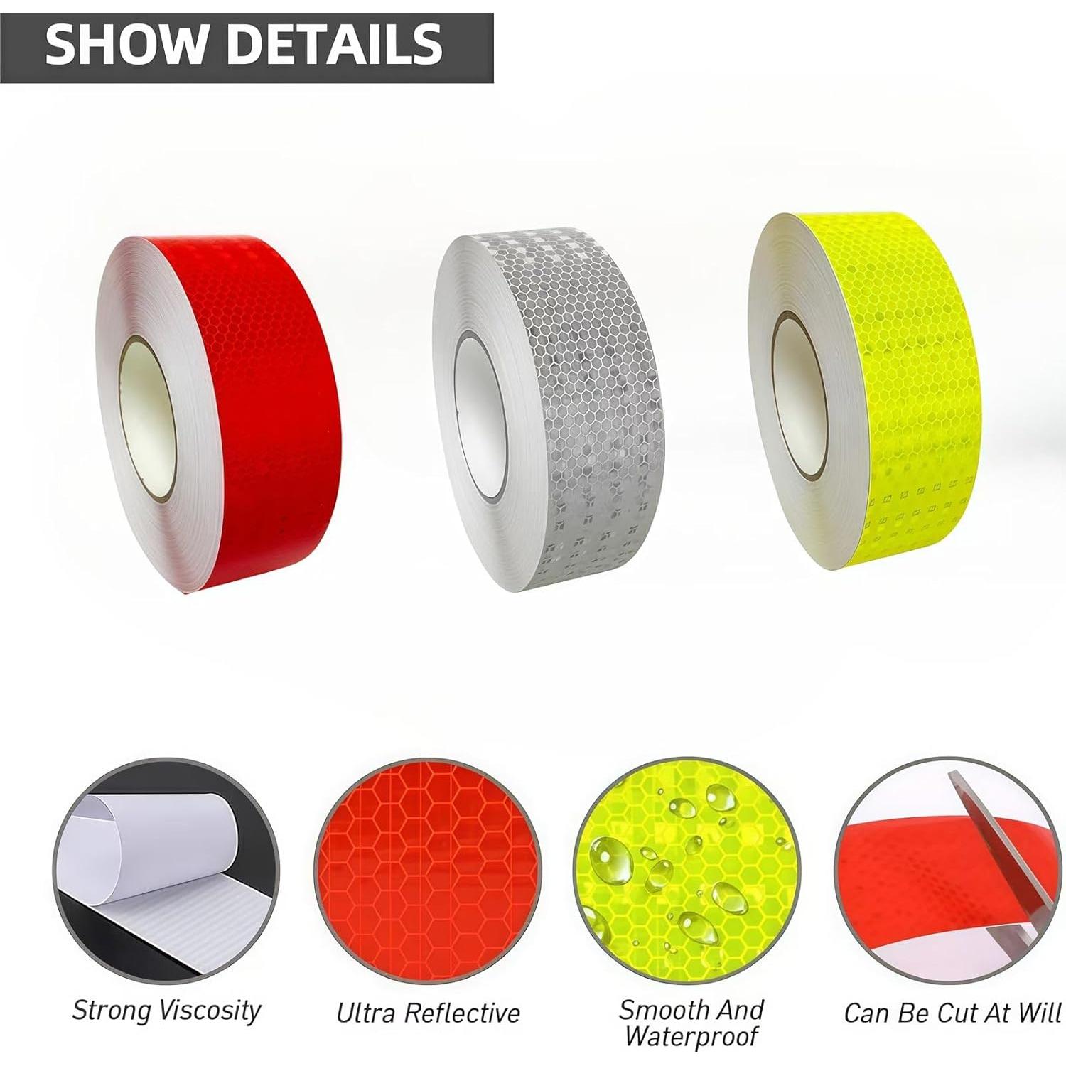3 Rollos de Cinta Reflectante WENFUMUSIC 2.54cm x 9m Alta Visibilidad