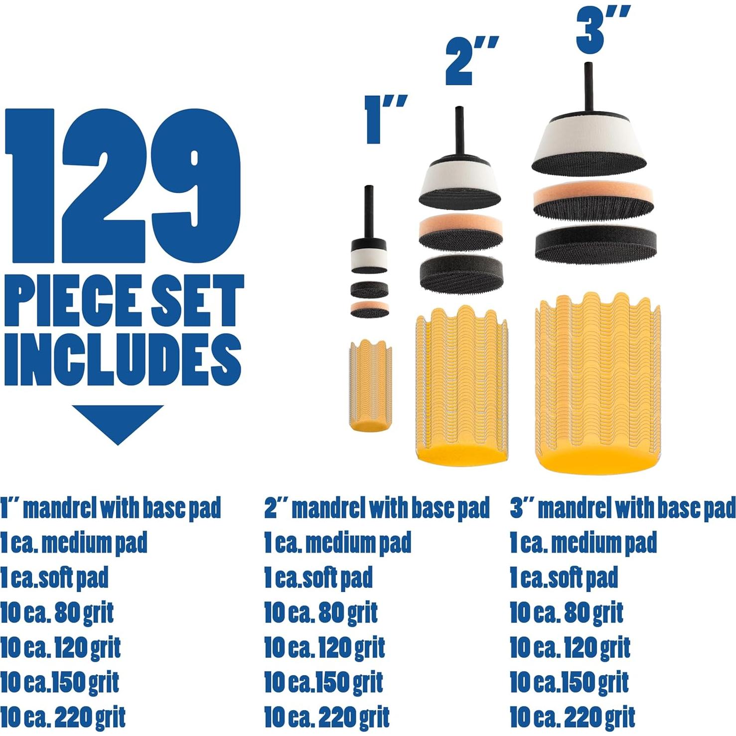 Kit de Mandriles de Lijado Flex Edge Fulton 129 Piezas