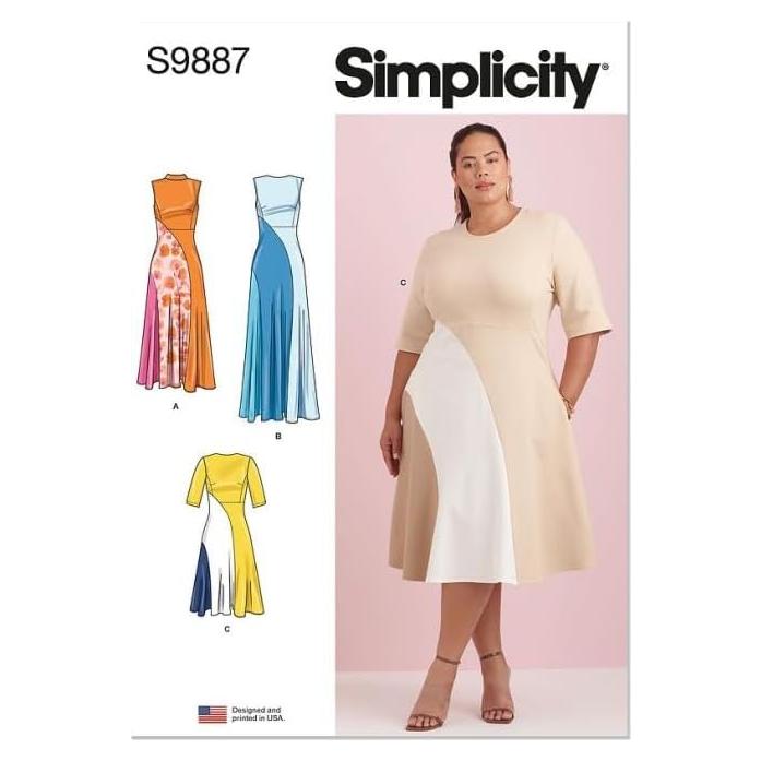 Patrón de Costura Simplicity S9887 Vestido Ajustado Tallas 20W-28W