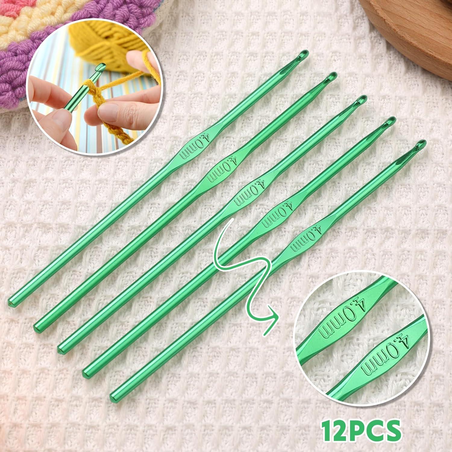 Juego de 12 Ganchos de Crochet UzecPk 4mm Aluminio Ergonómico