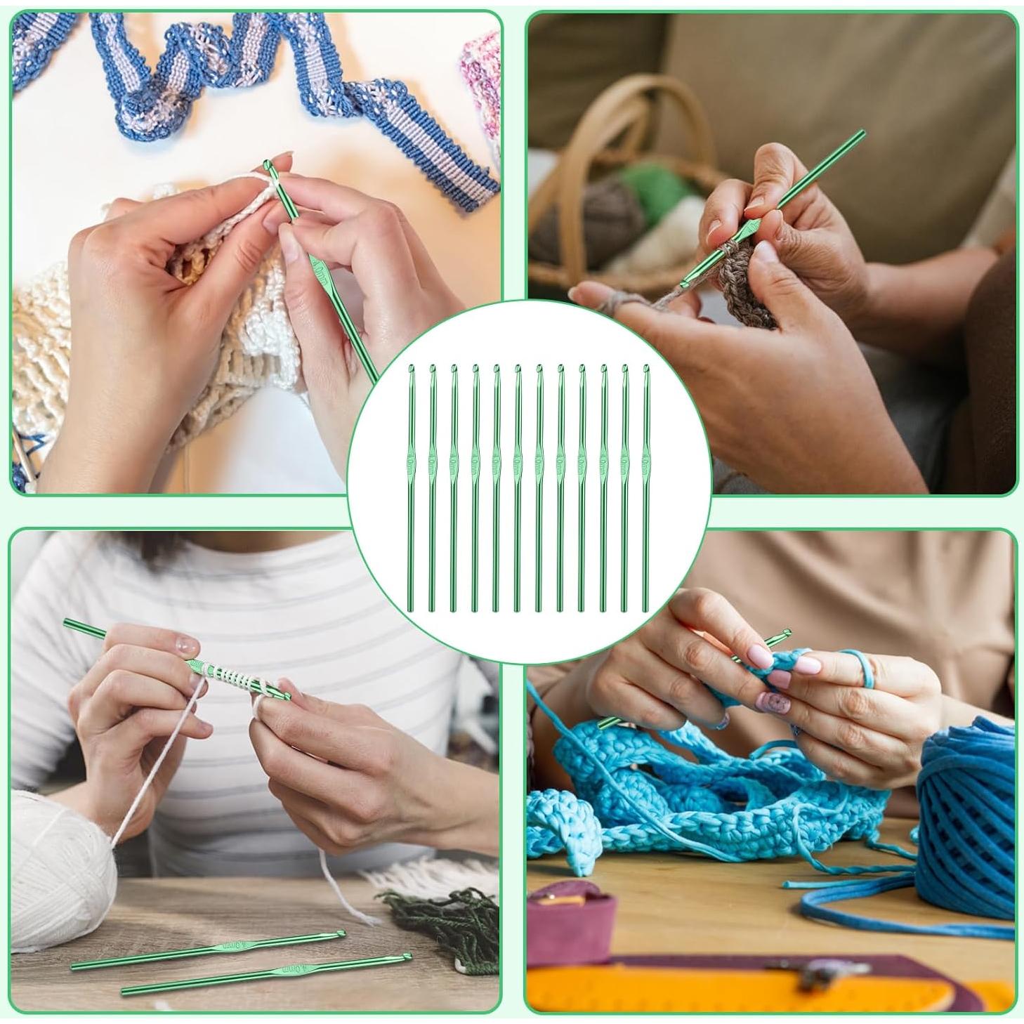 Juego de 12 Ganchos de Crochet UzecPk 4mm Aluminio Ergonómico