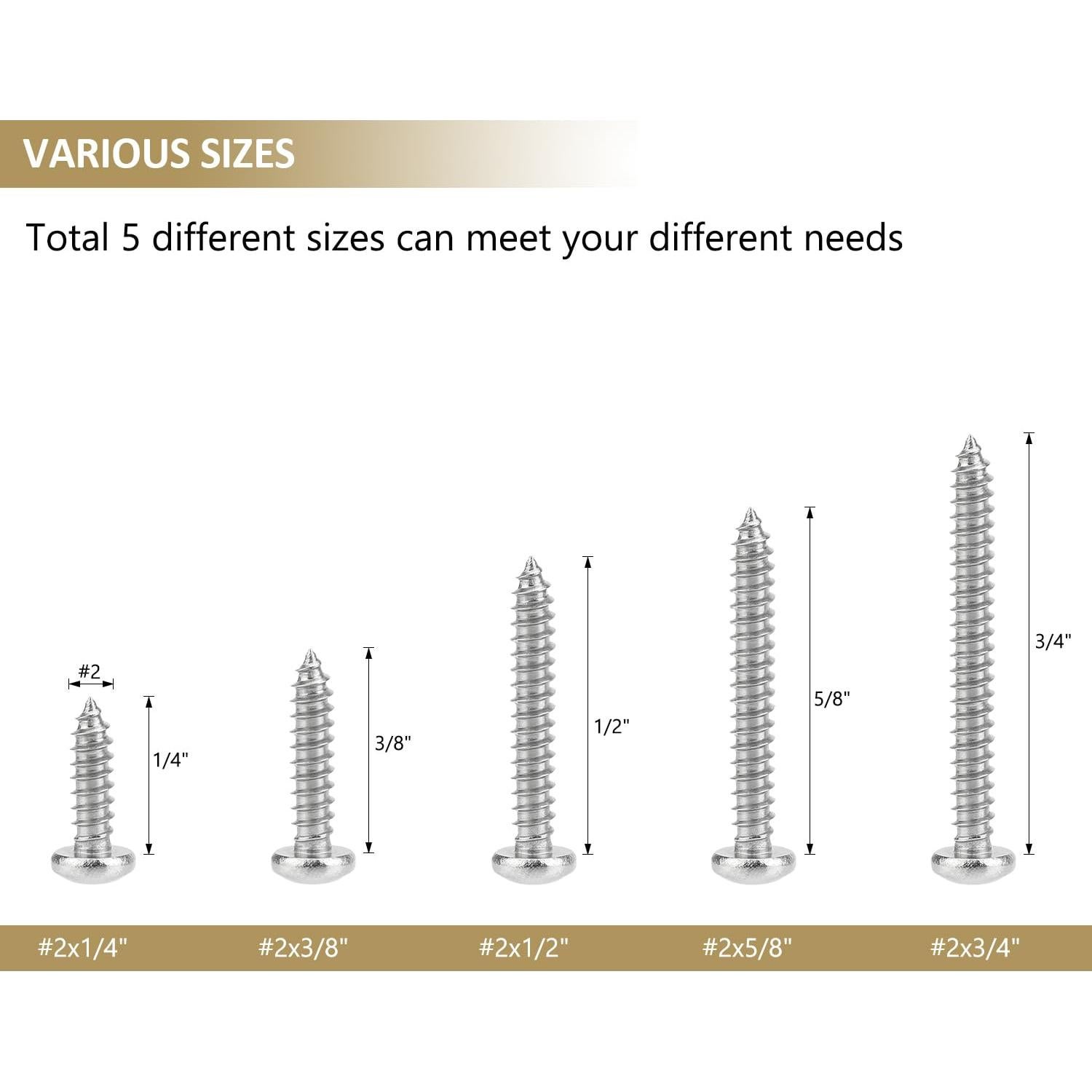Kit de 252 Tornillos Autoperforantes Kindroufly #2 Acero Inoxidable