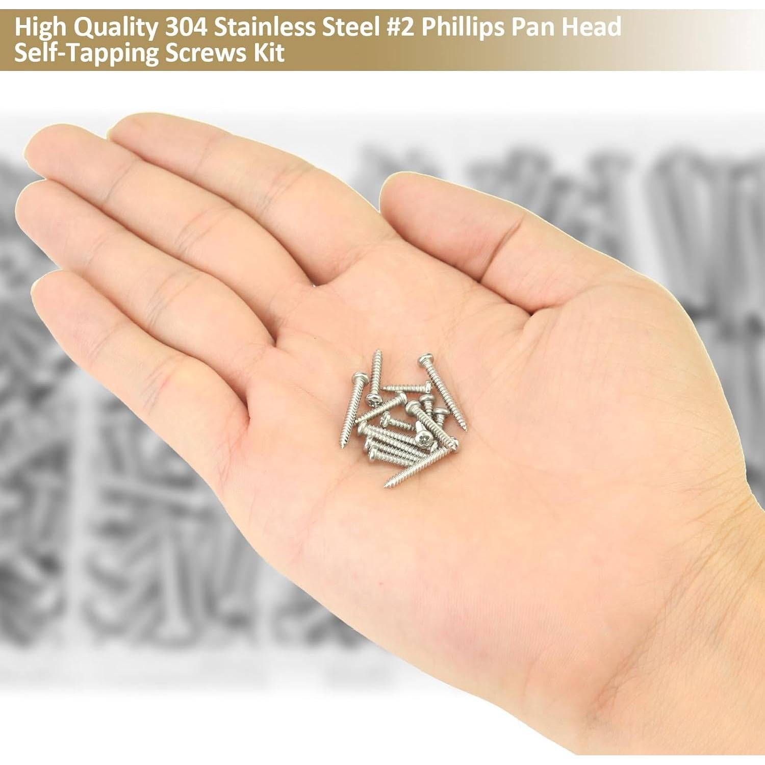 Kit de 252 Tornillos Autoperforantes Kindroufly #2 Acero Inoxidable