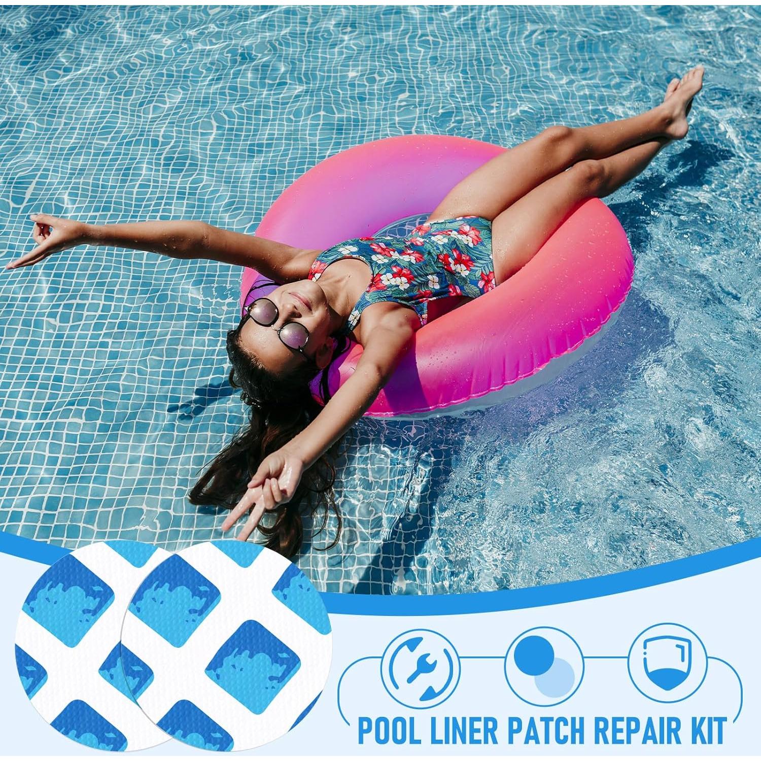 Kit de Reparación de Piscina Hahafelt 46 Piezas con Pegamento