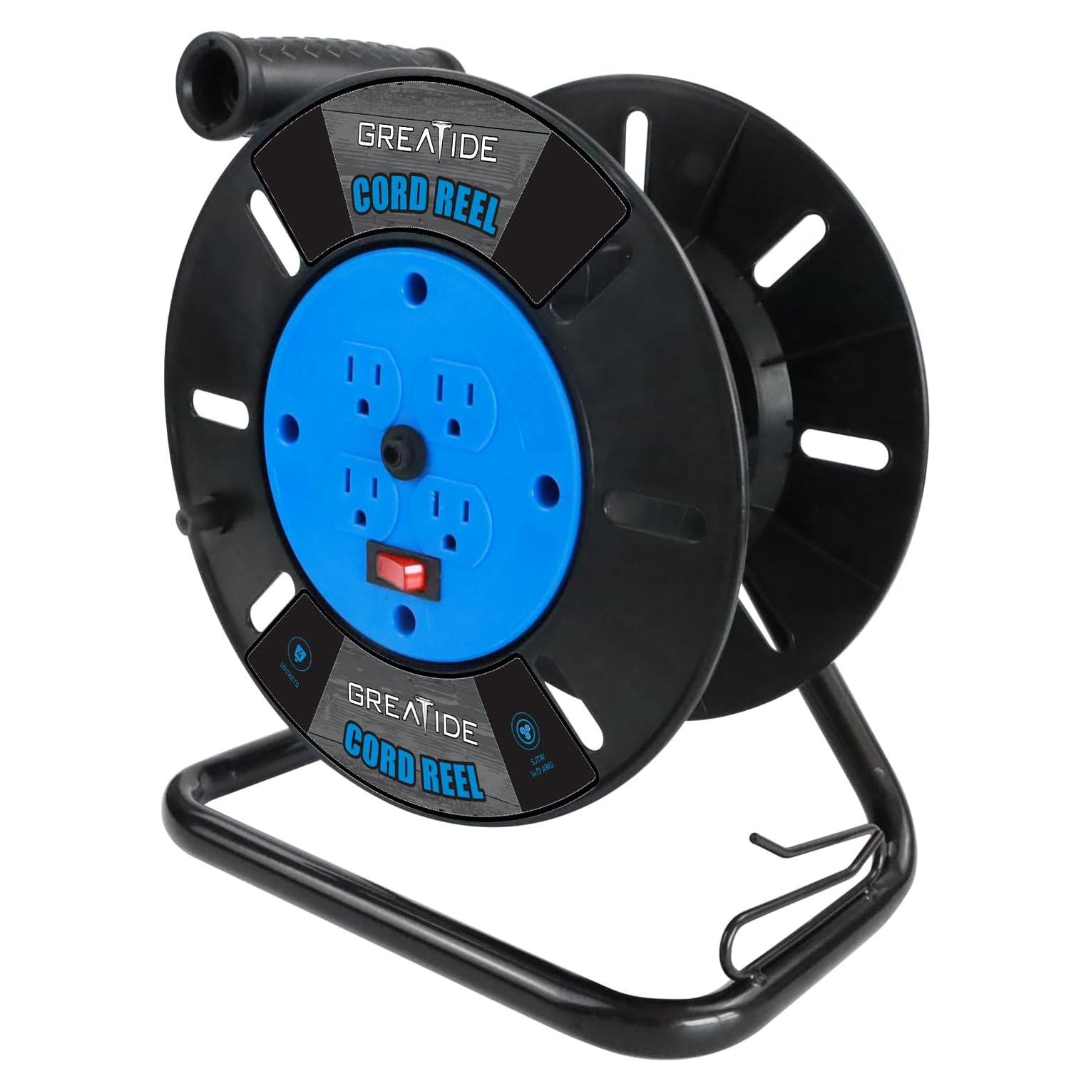 Carrete de Almacenamiento de Cable 4 Salidas GREATIDE 10A Azul