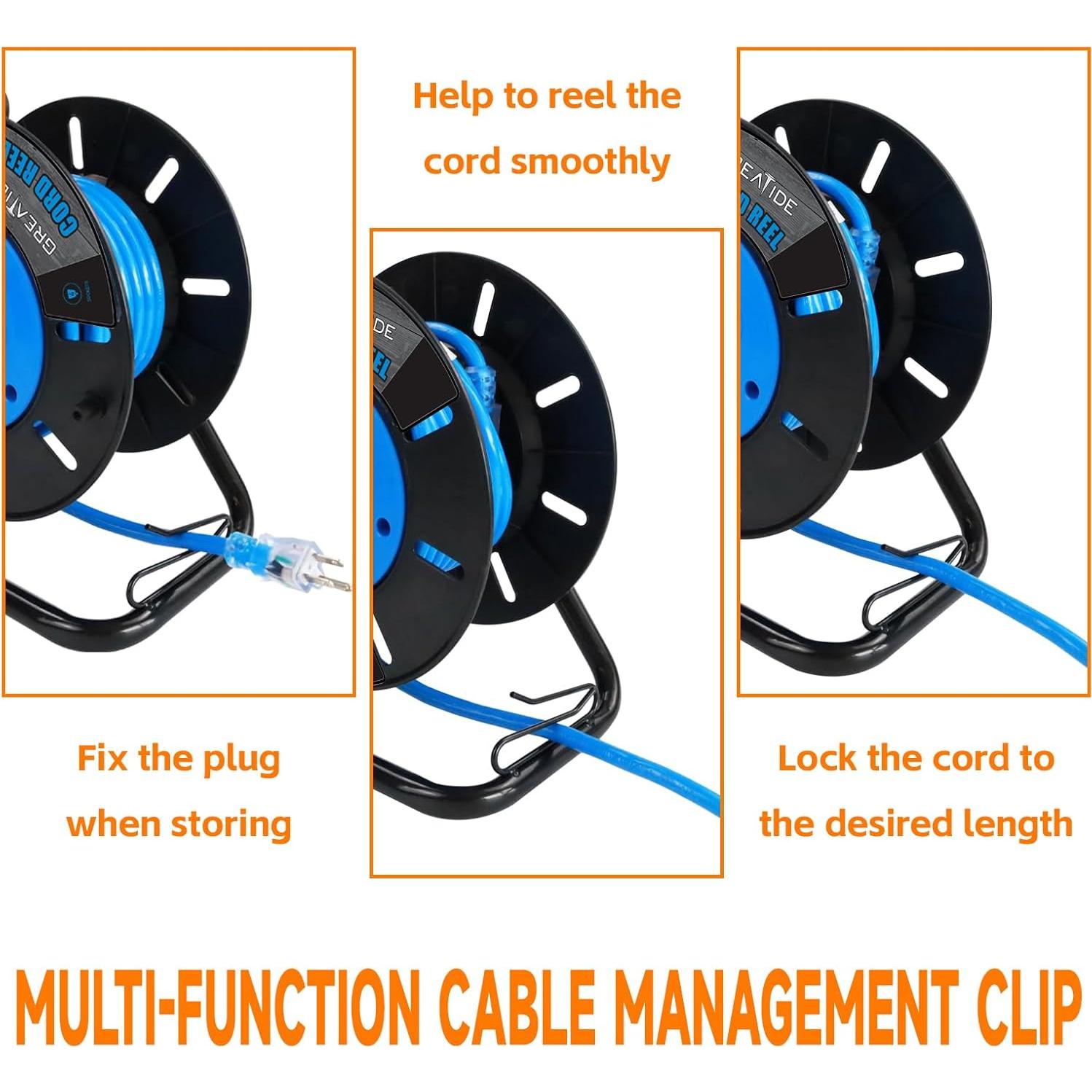 Carrete de Almacenamiento de Cable 4 Salidas GREATIDE 10A Azul