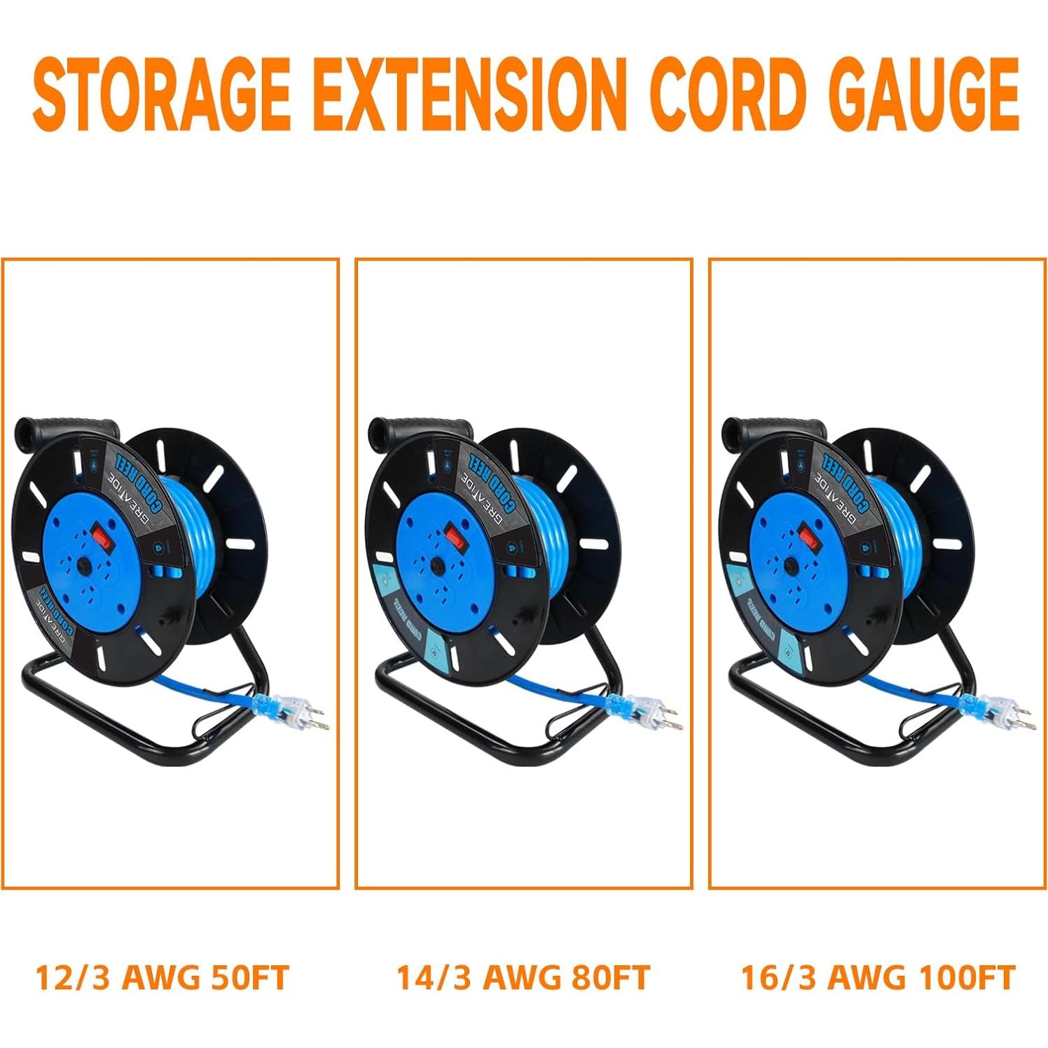Carrete de Almacenamiento de Cable 4 Salidas GREATIDE 10A Azul