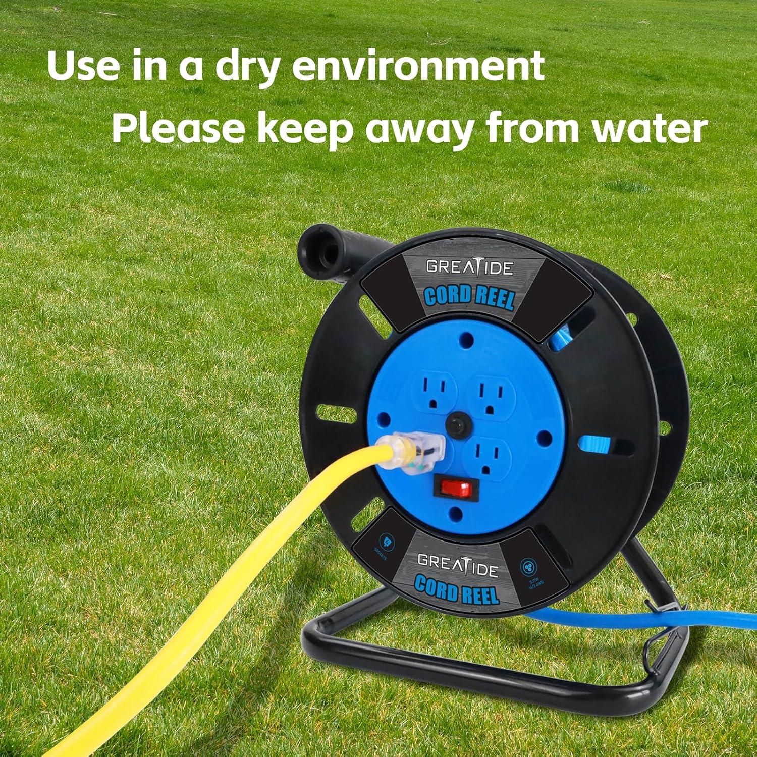 Carrete de Almacenamiento de Cable 4 Salidas GREATIDE 10A Azul