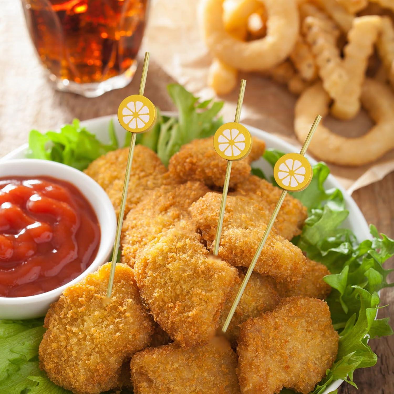 100 Palillos de Bambú Naranja para Cócteles 12 cm