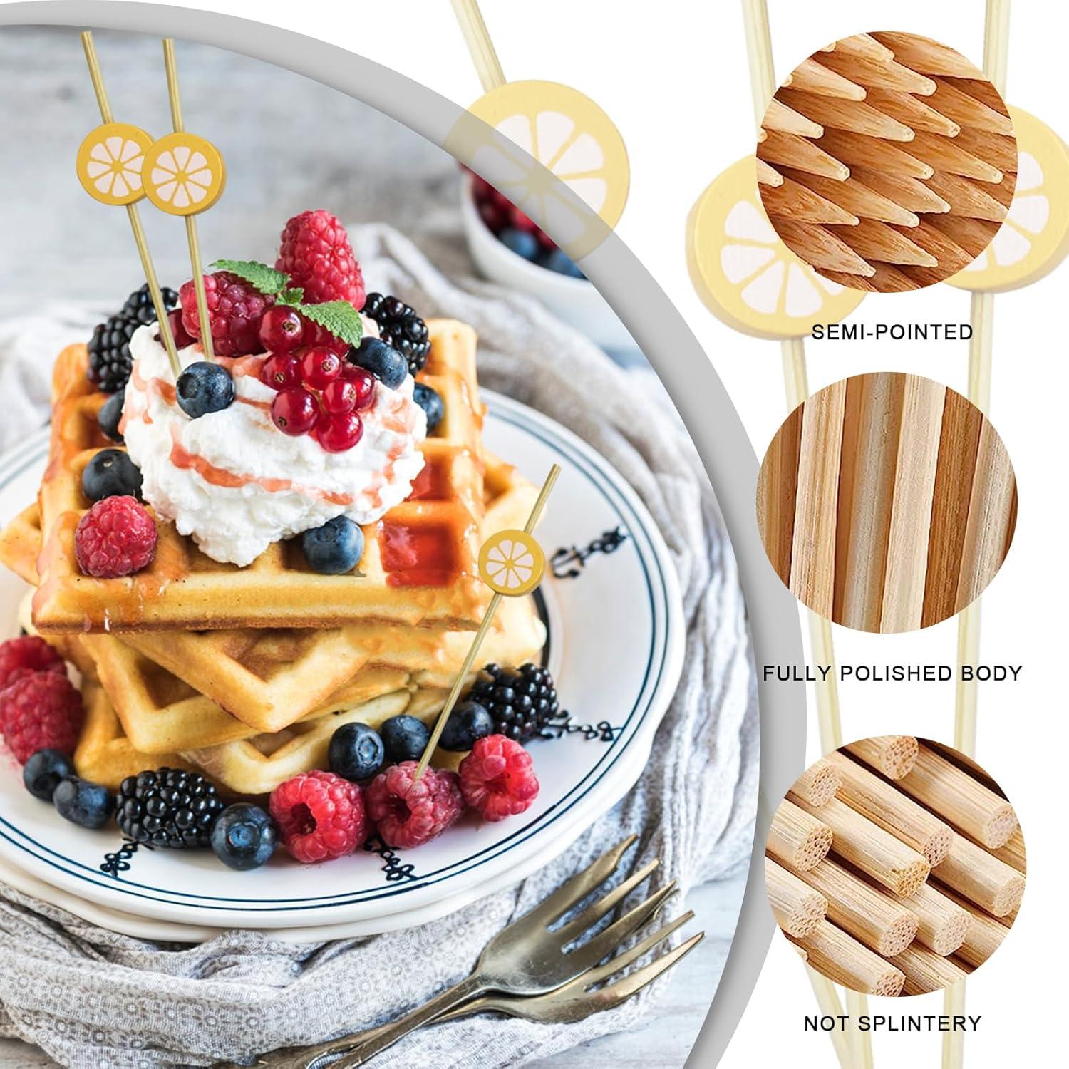 100 Palillos de Bambú Naranja para Cócteles 12 cm