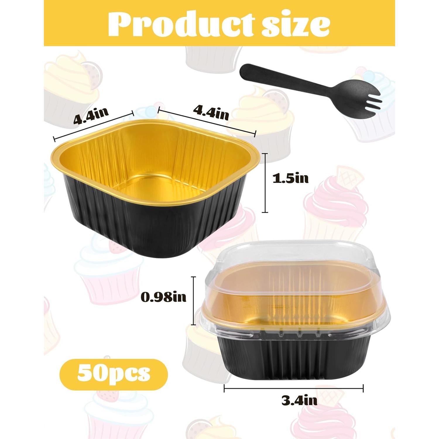 Moldes para Pastel Cuadrados Tikxlafe 10 oz - Paquete de 50