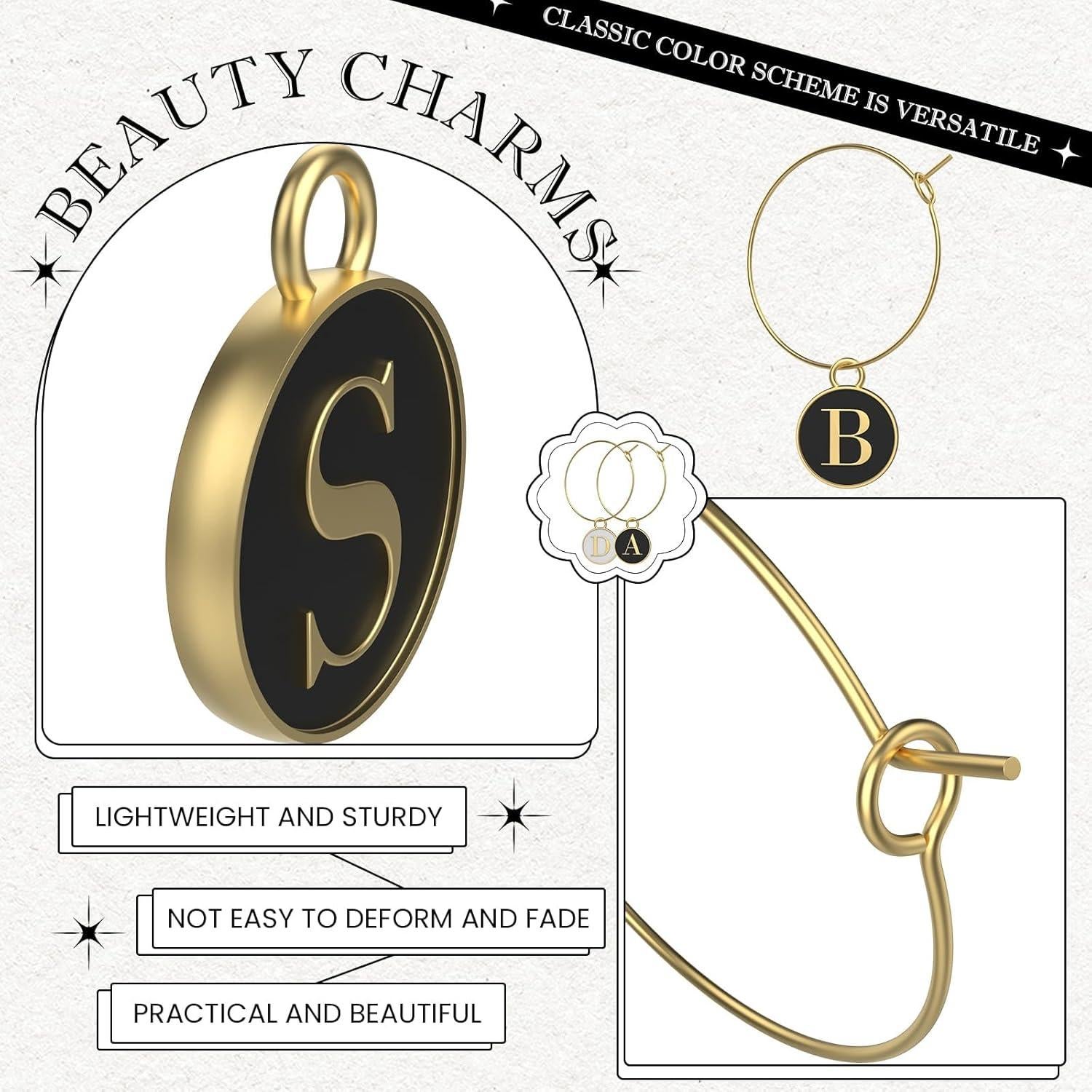 Encantos para Copas de Vino MARRTEUM - 52 Anillos y Cuentas