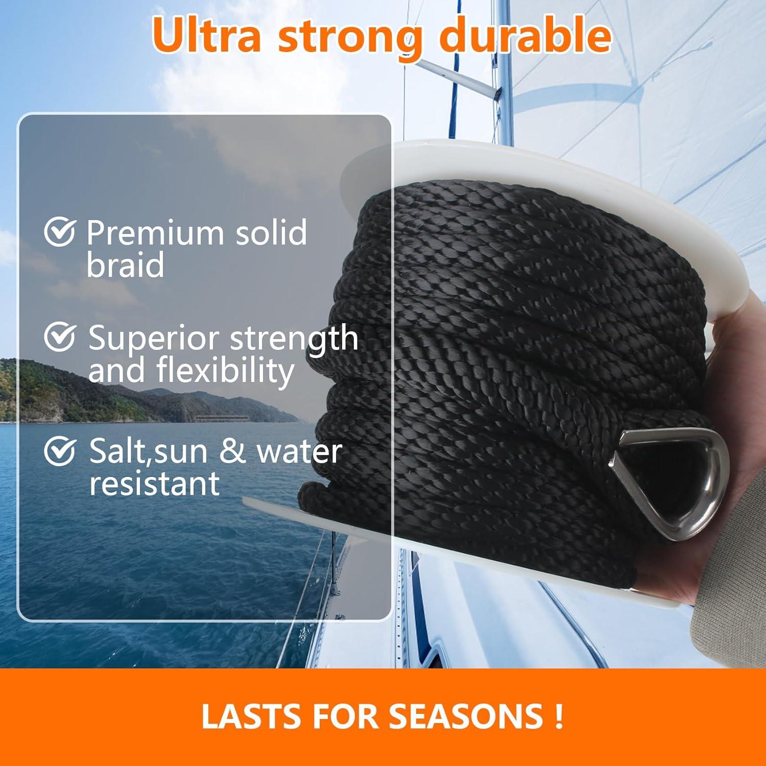 Cuerda de Ancla WTMore 15.24 m x 0.95 cm Polipropileno Negra