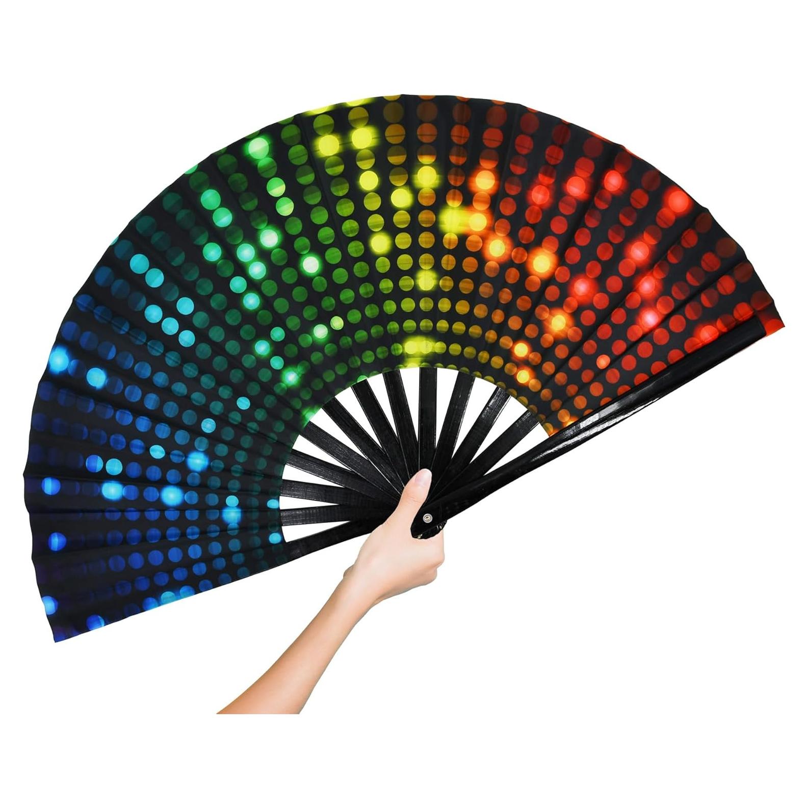 Gran Abanico Plegable STHUAHE para Rave y Danza 35.5x66cm