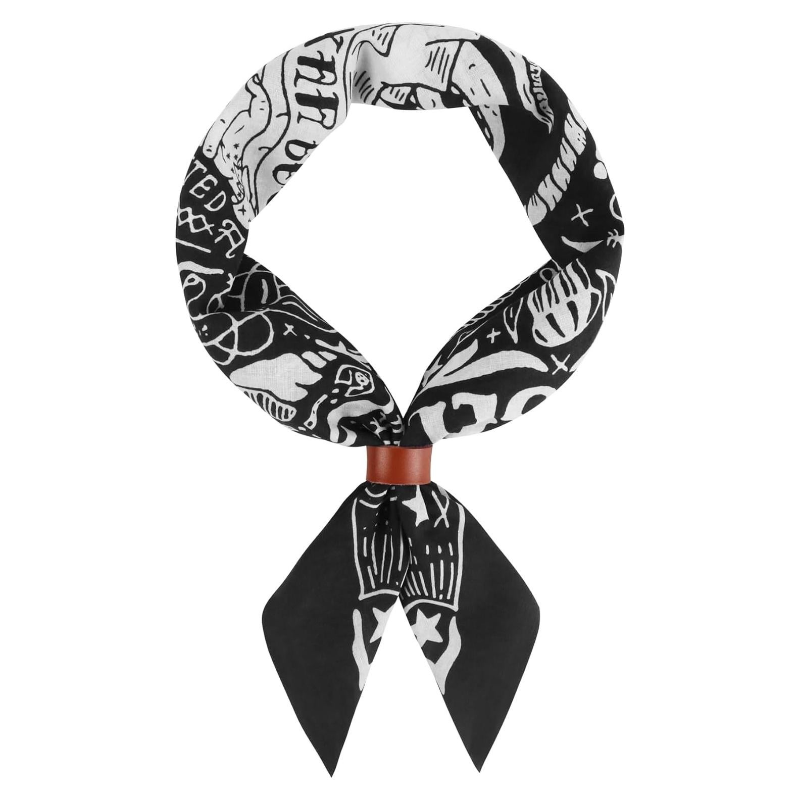 Bufanda de Algodón 100% con Hebilla de Cuero - Patrón Retro 55x55cm