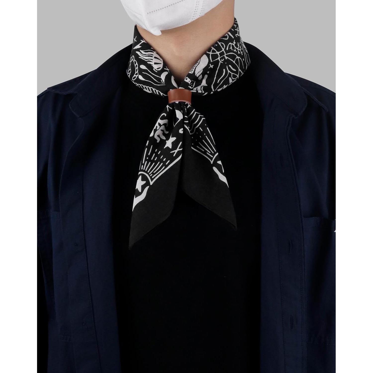 Bufanda de Algodón 100% con Hebilla de Cuero - Patrón Retro 55x55cm