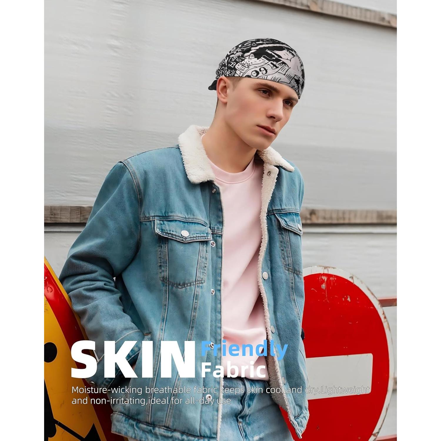 Bufanda de Algodón 100% con Hebilla de Cuero - Patrón Retro 55x55cm