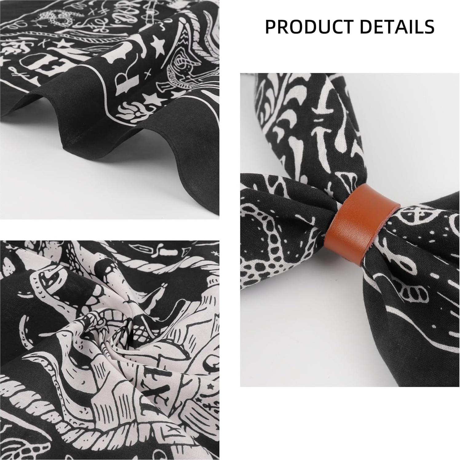 Bufanda de Algodón 100% con Hebilla de Cuero - Patrón Retro 55x55cm