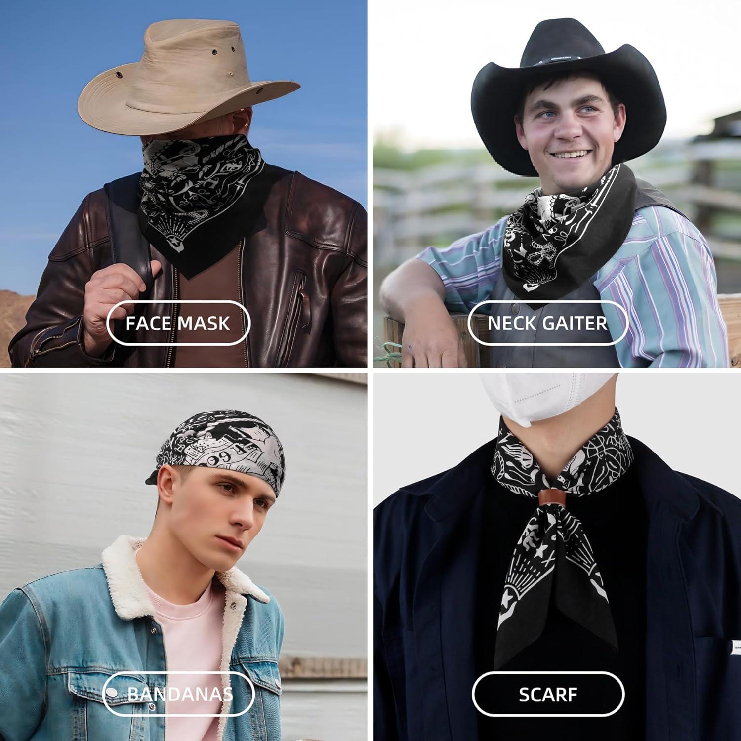 Bufanda de Algodón 100% con Hebilla de Cuero - Patrón Retro 55x55cm