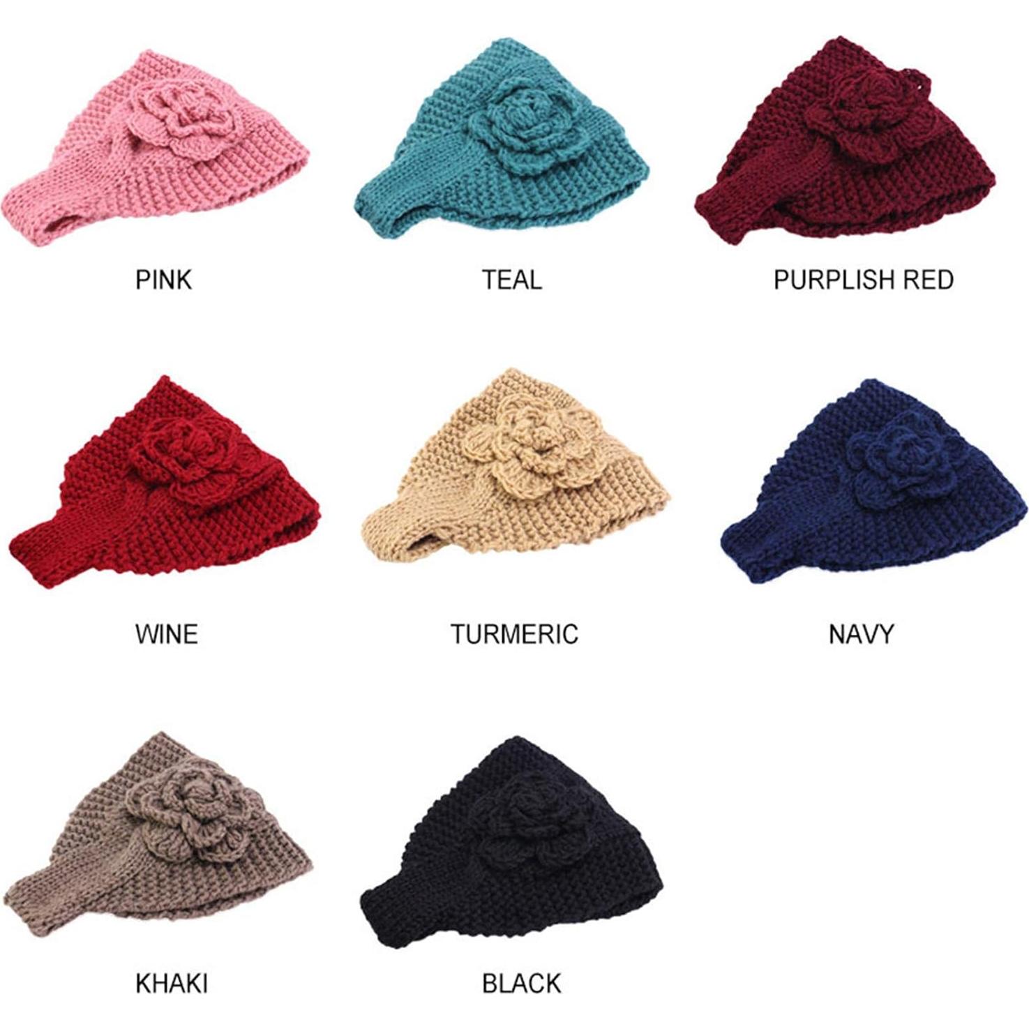 Diadema de Flores de Crochet Qianmome para Mujeres - 2PCS