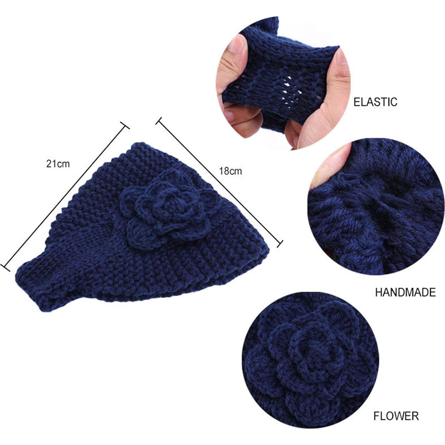 Diadema de Flores de Crochet Qianmome para Mujeres - 2PCS