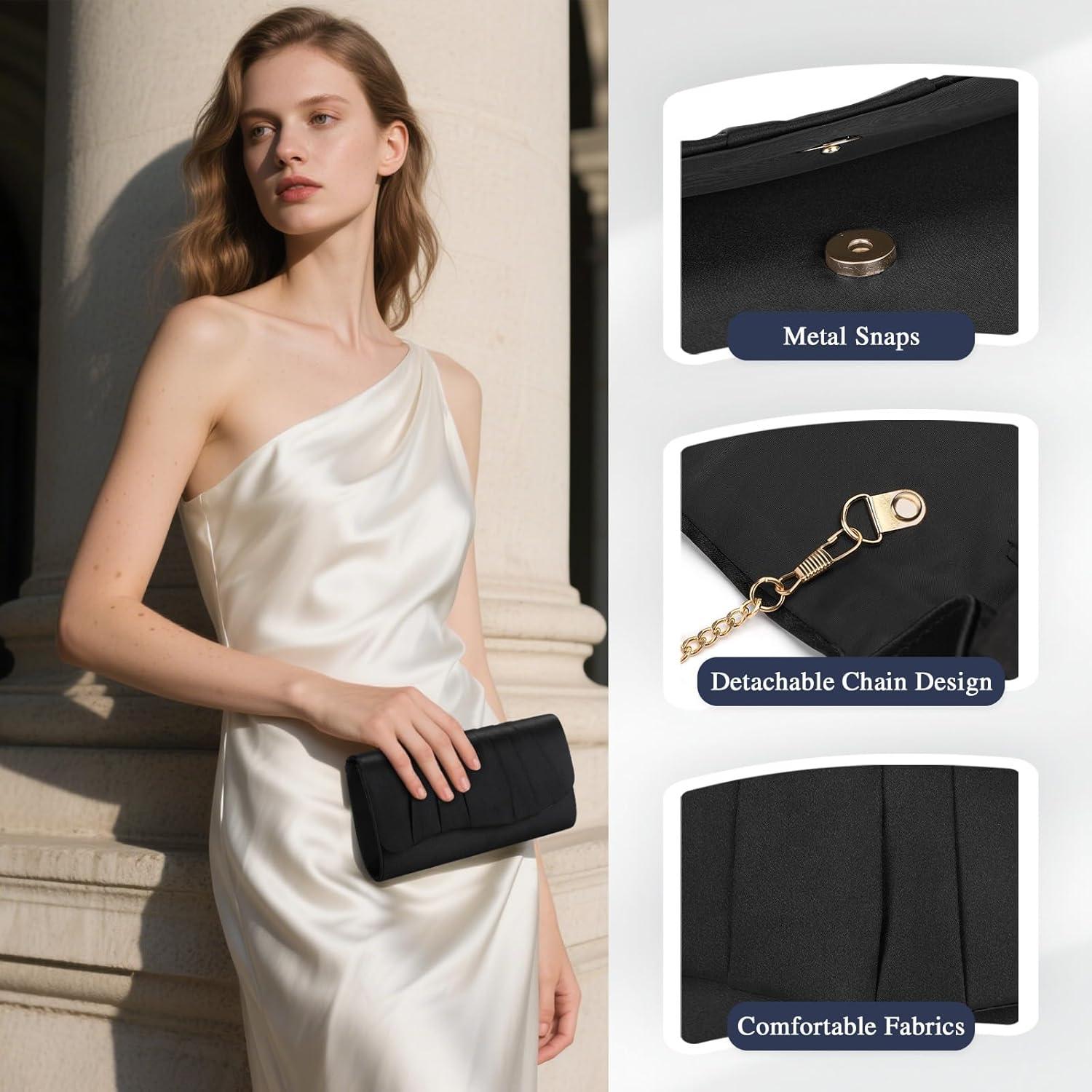 Bolso de Noche Plisado UBAYMAX para Mujeres - Negro