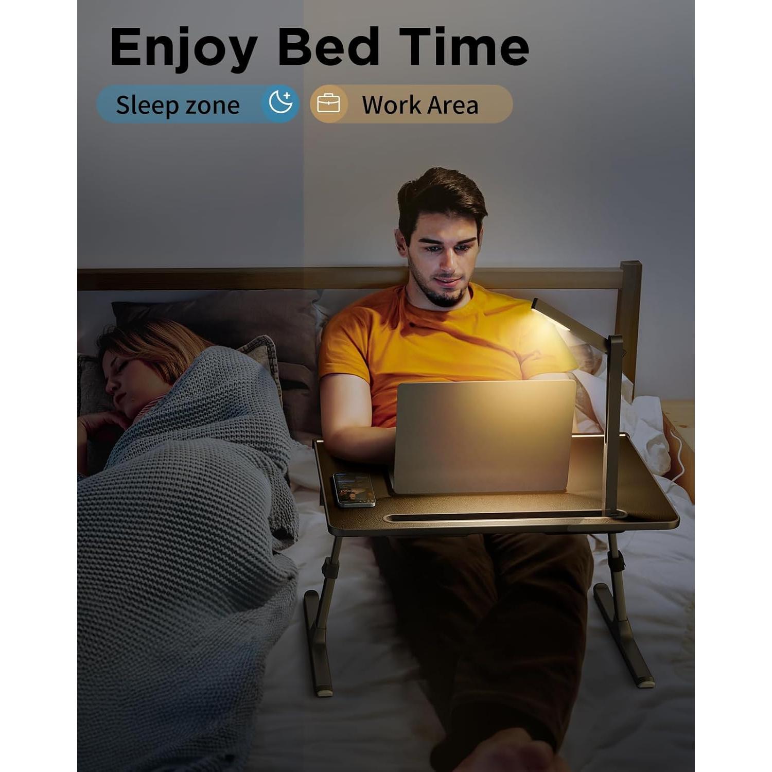 Mesa Plegable para Cama SAIJI con Luz LED Ajustable XXL