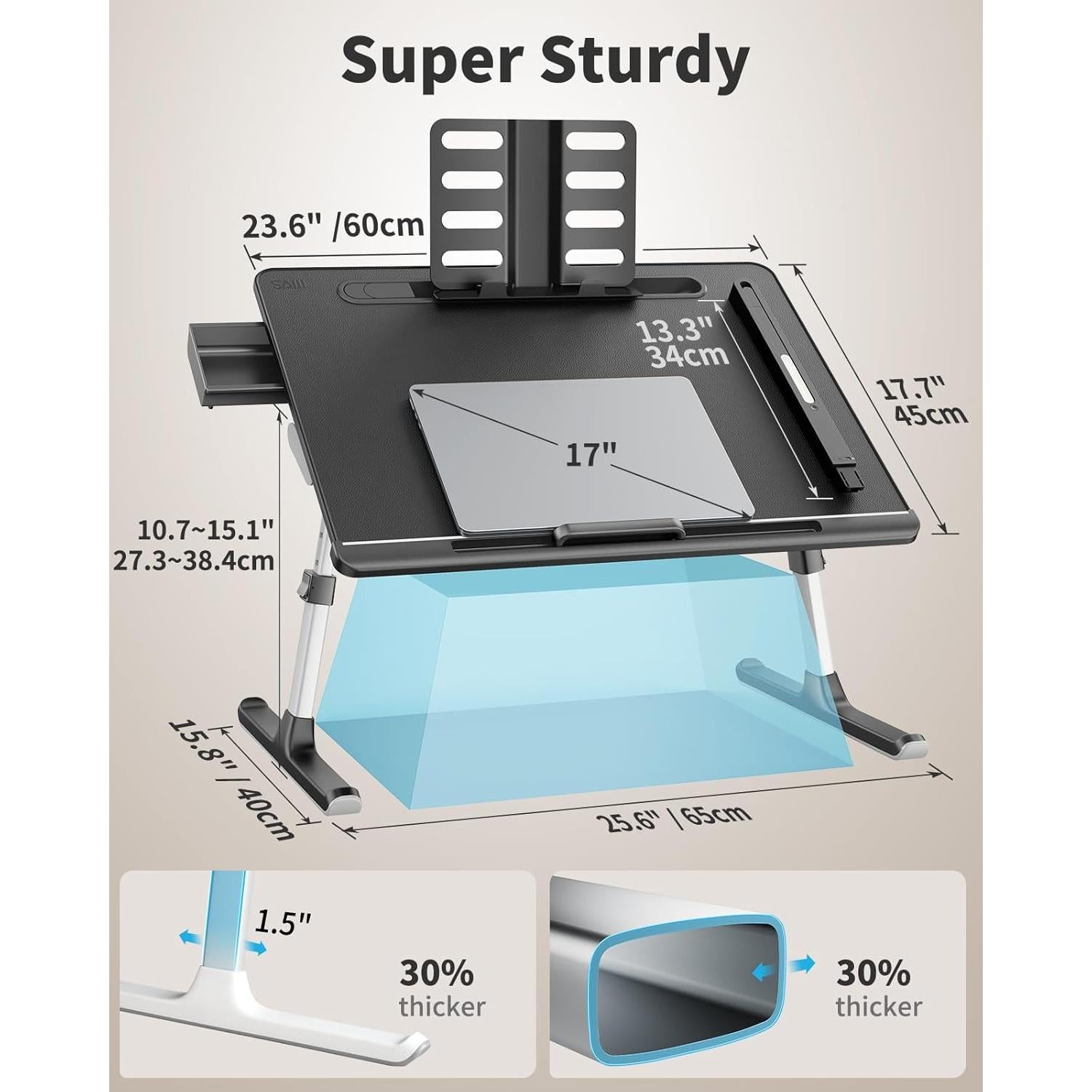 Mesa Plegable para Cama SAIJI con Luz LED Ajustable XXL