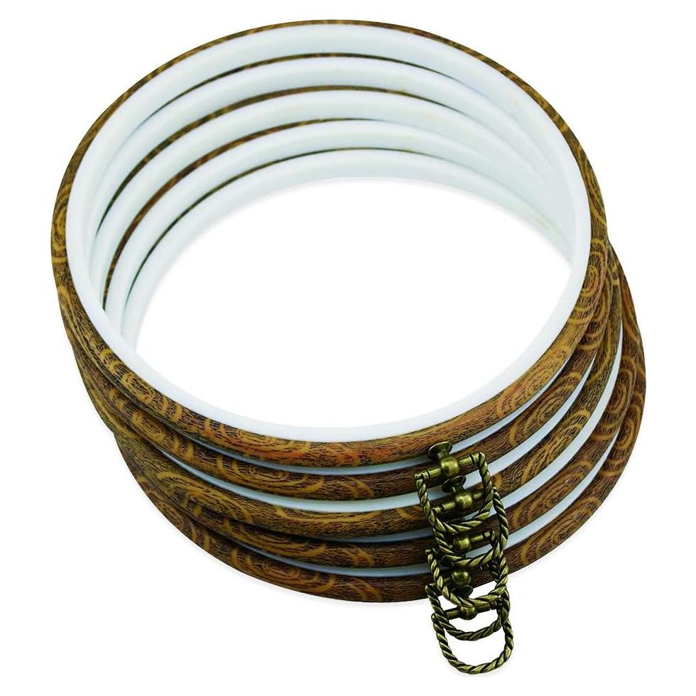 Juego de 5 Aros de Bordado Redondos Guofa 20.32 cm Marrón