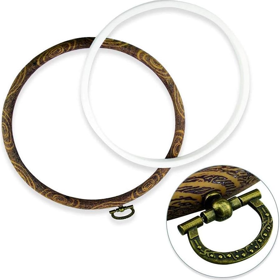 Juego de 5 Aros de Bordado Redondos Guofa 20.32 cm Marrón