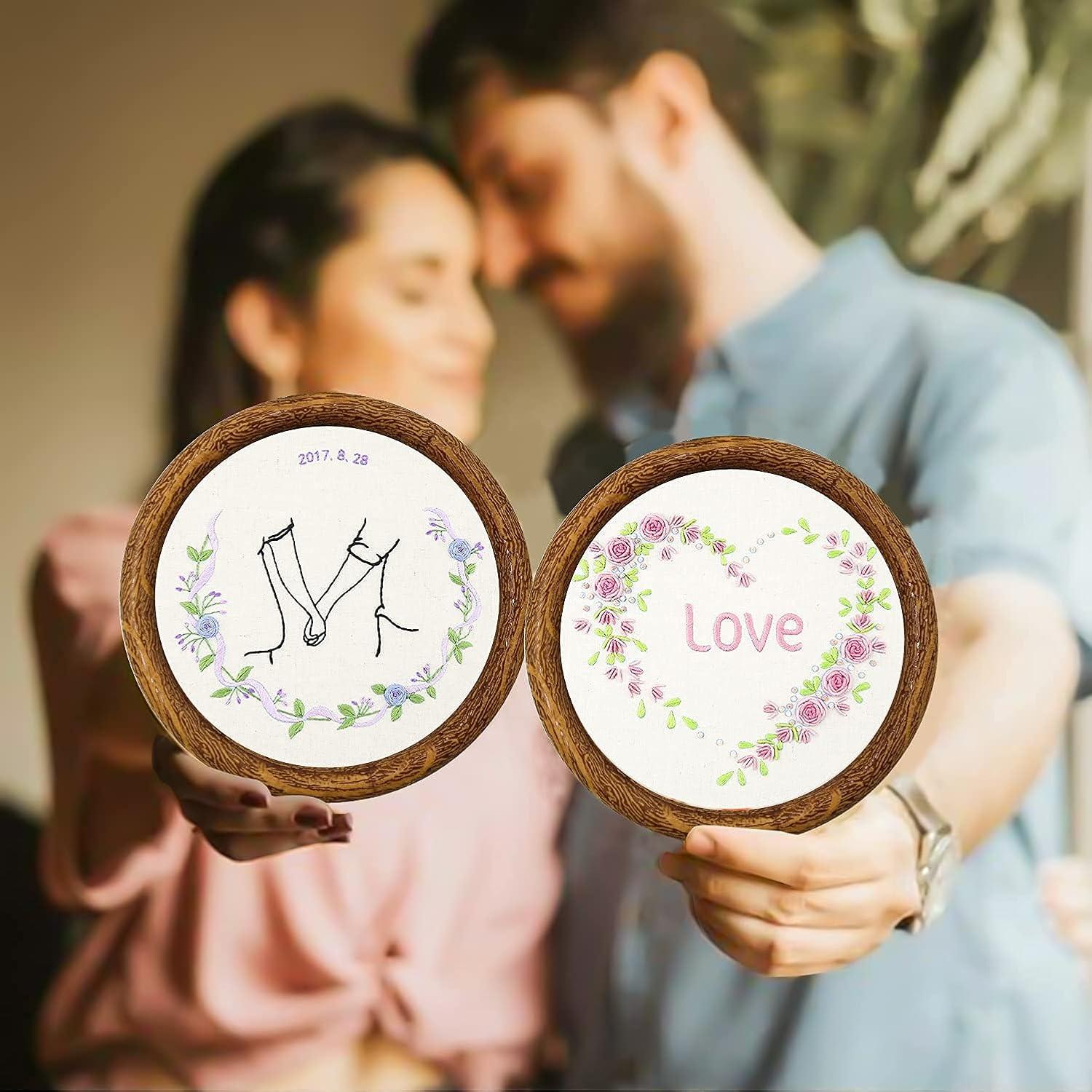 Juego de 5 Aros de Bordado Redondos Guofa 20.32 cm Marrón