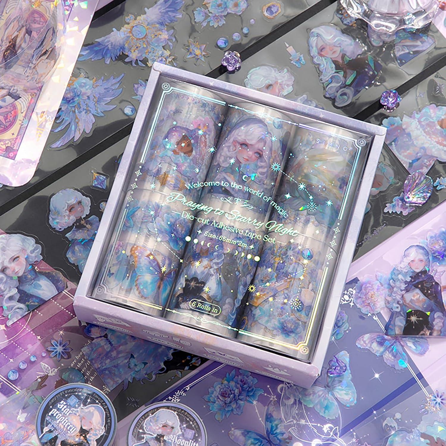 6 Rollos de Cinta Washi de PET Auguro para Scrapbooking 65mm