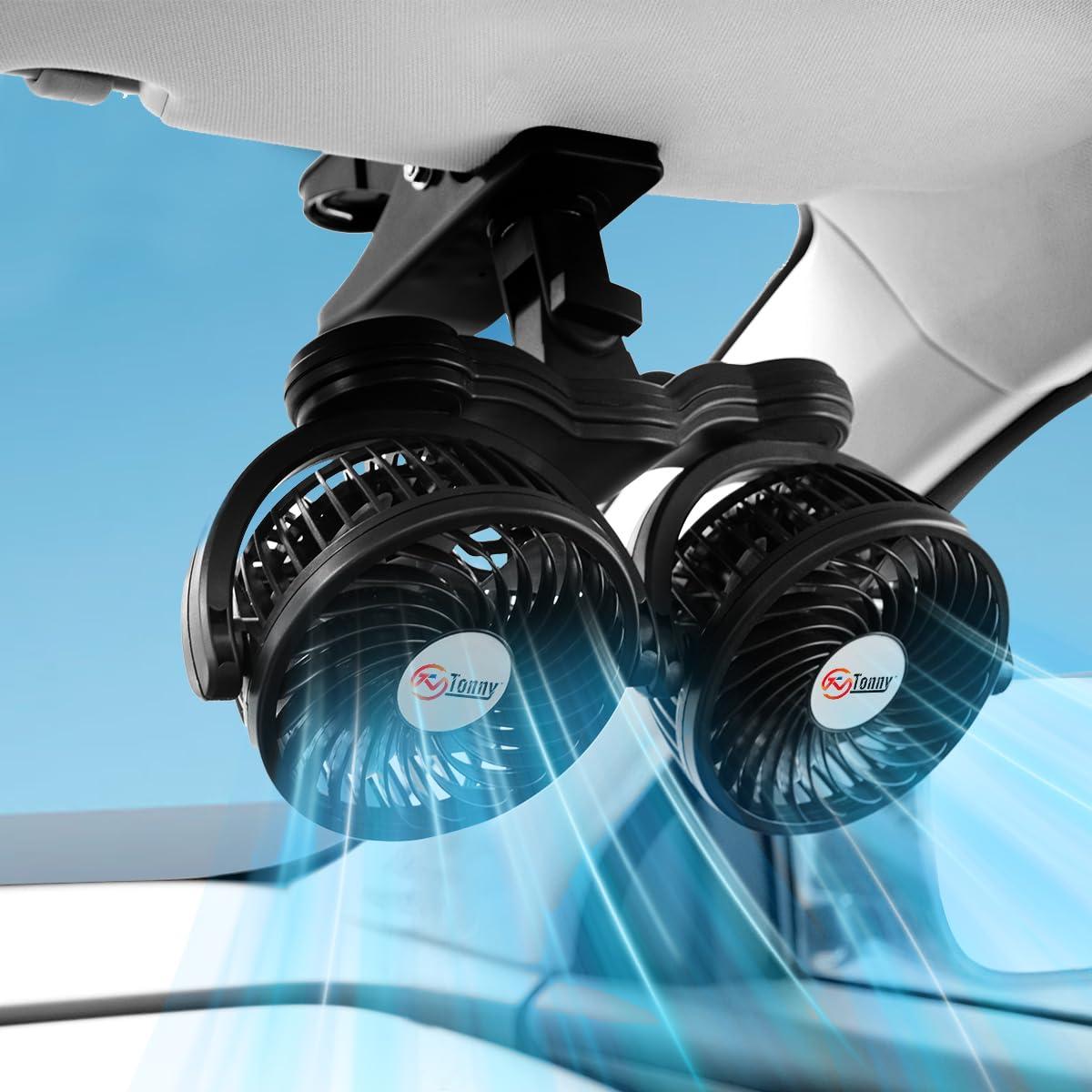 Ventilador de Coche Doble Cabeza TN TONNY 12V Clip 10 cm