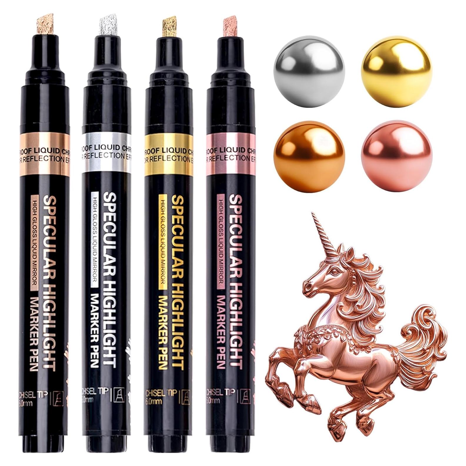 Marcadores Cromados Resiners 4 Colores 2-5mm para Manualidades