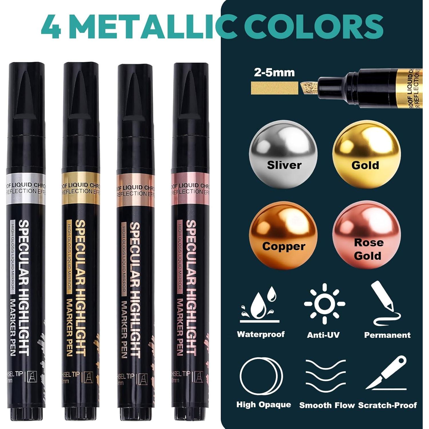 Marcadores Cromados Resiners 4 Colores 2-5mm para Manualidades