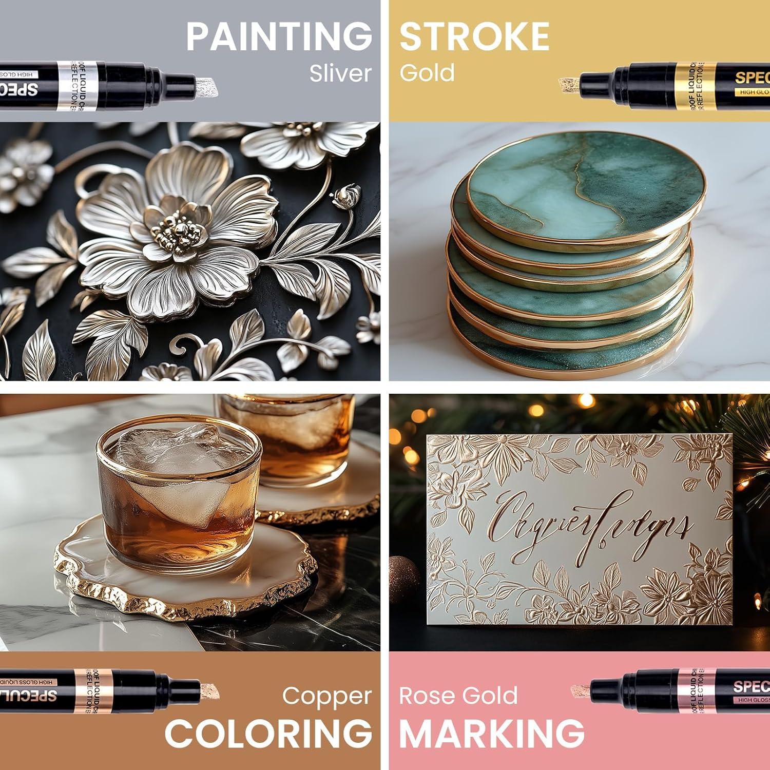 Marcadores Cromados Resiners 4 Colores 2-5mm para Manualidades