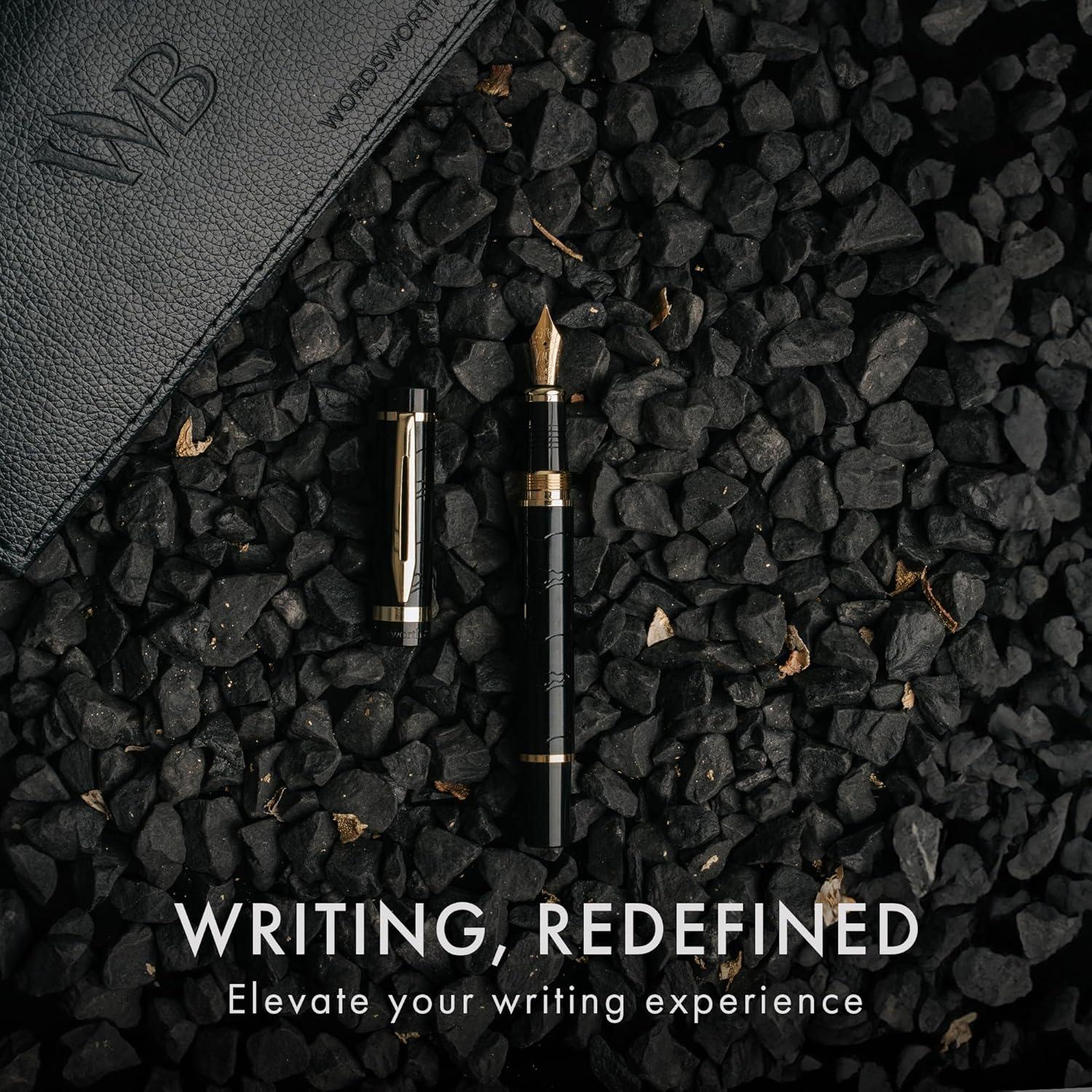 Conjunto de Plumas Fuente Wordsworth & Black Oro Negro - Plumín Medio