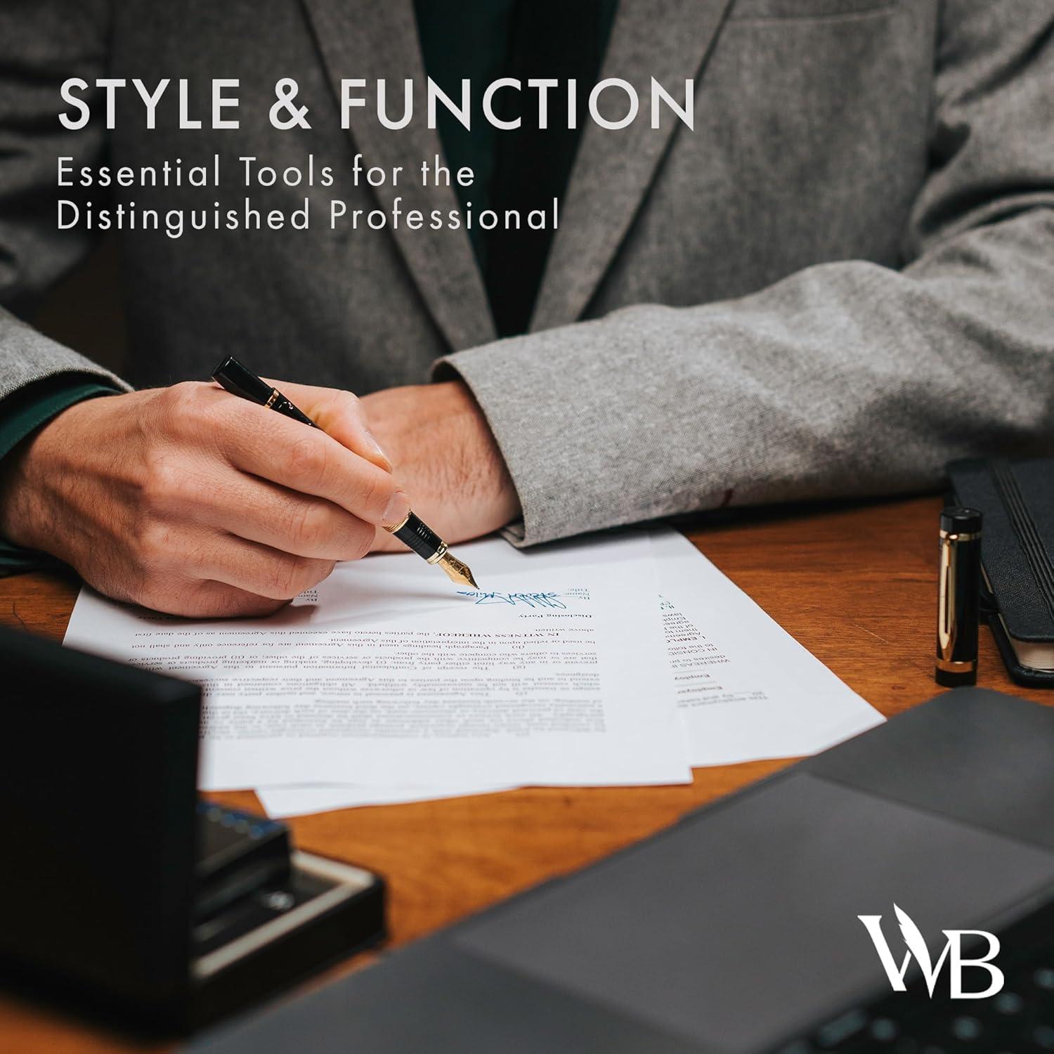 Conjunto de Plumas Fuente Wordsworth & Black Oro Negro - Plumín Medio