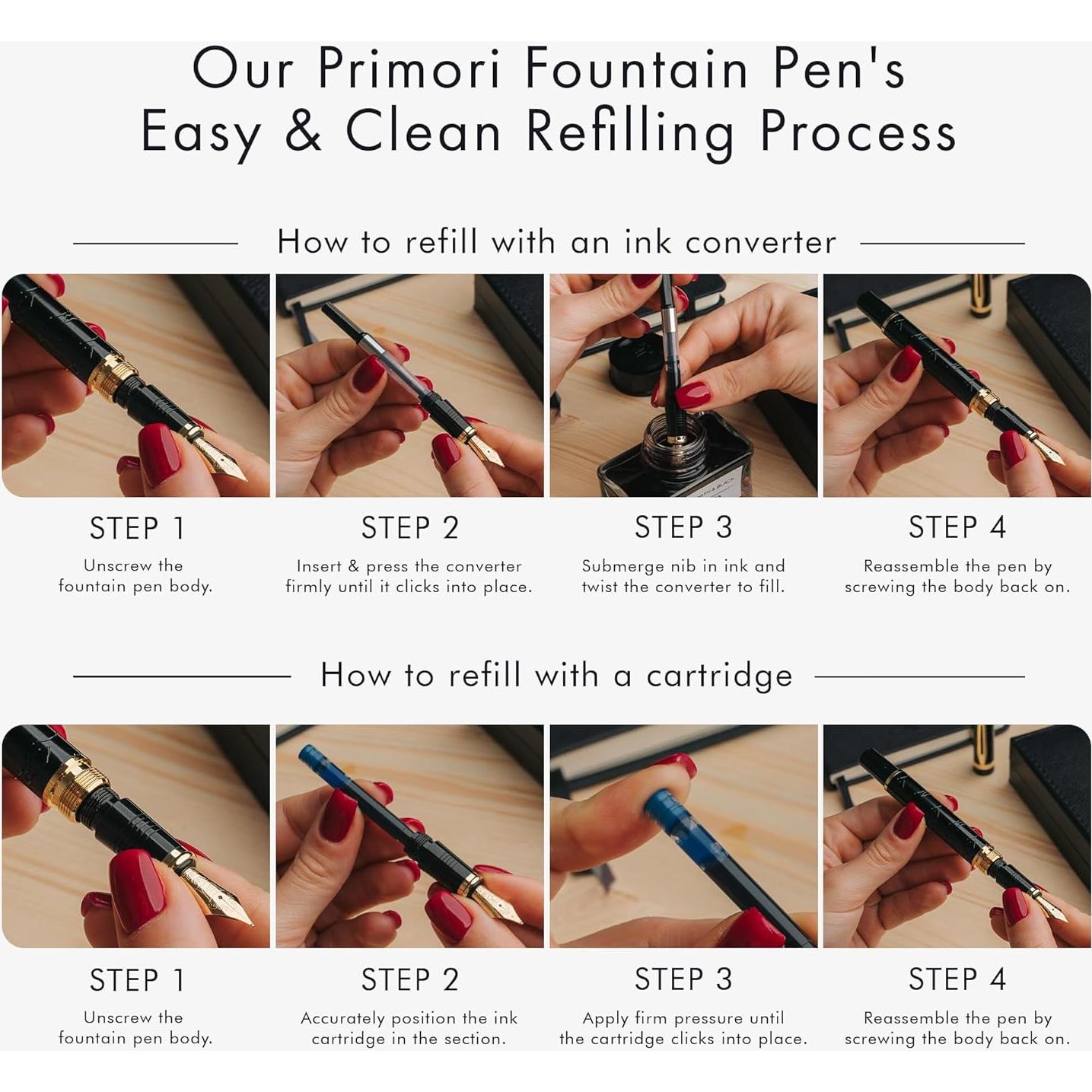 Conjunto de Plumas Fuente Wordsworth & Black Oro Negro - Plumín Medio