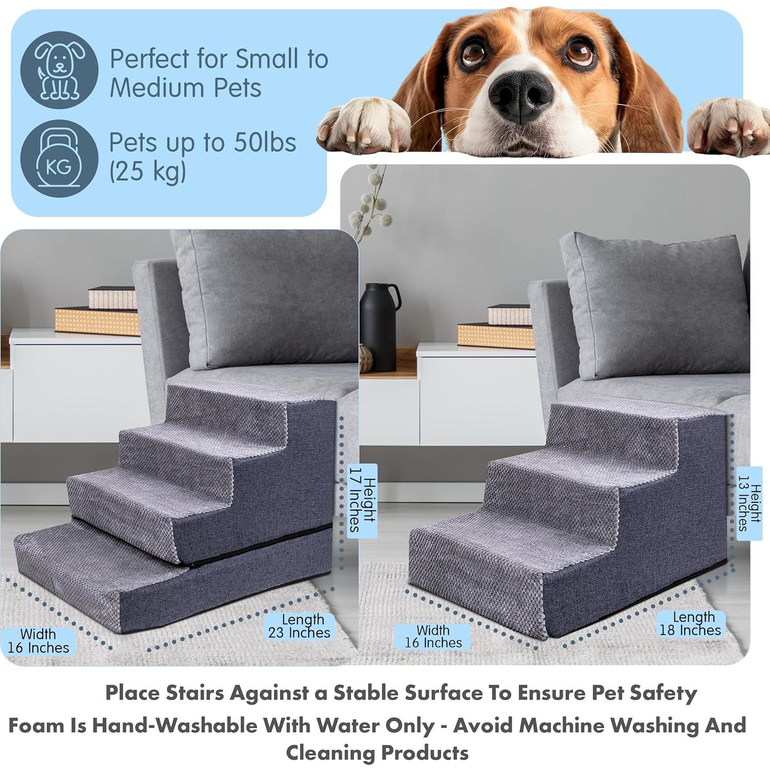 Escaleras para Perros Pequeños FriskNWhisk 4-3 Pasos Antideslizante